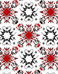 Bold Red Black Ornamental Star Rug
