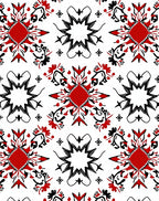 Bold Red Black Ornamental Star Rug