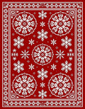 Red Snowflake Frame Pattern Rug