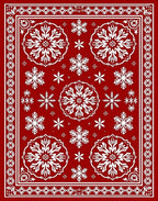 Red Snowflake Frame Pattern Rug