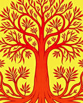 Crimson Tree Patterned Design Rug