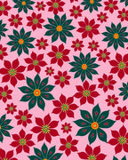 Red Green Floral Print Rug