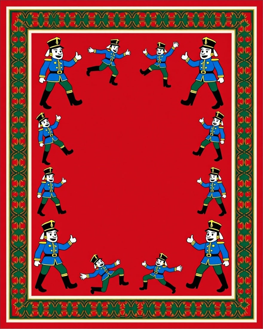 Whimsical Soldiers Red Pattern Rug