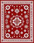 Red White Floral Mandala Pattern Rug