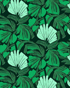 Tropical Leaf Pattern With Green Hues Rug