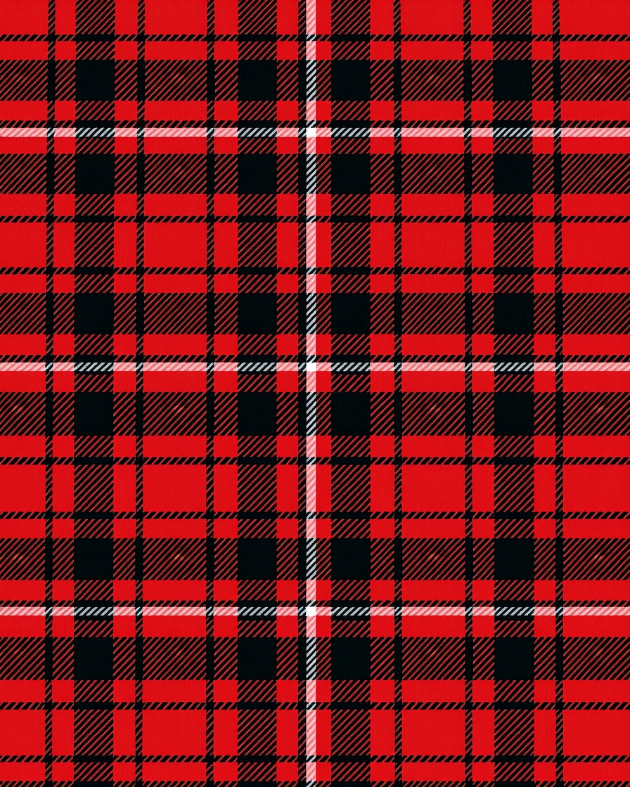 Classic Red Black Plaid Pattern Rug