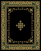 Gold Floral Vine Border Pattern Rug