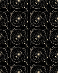 Drawn Black Flower Outline Pattern Rug