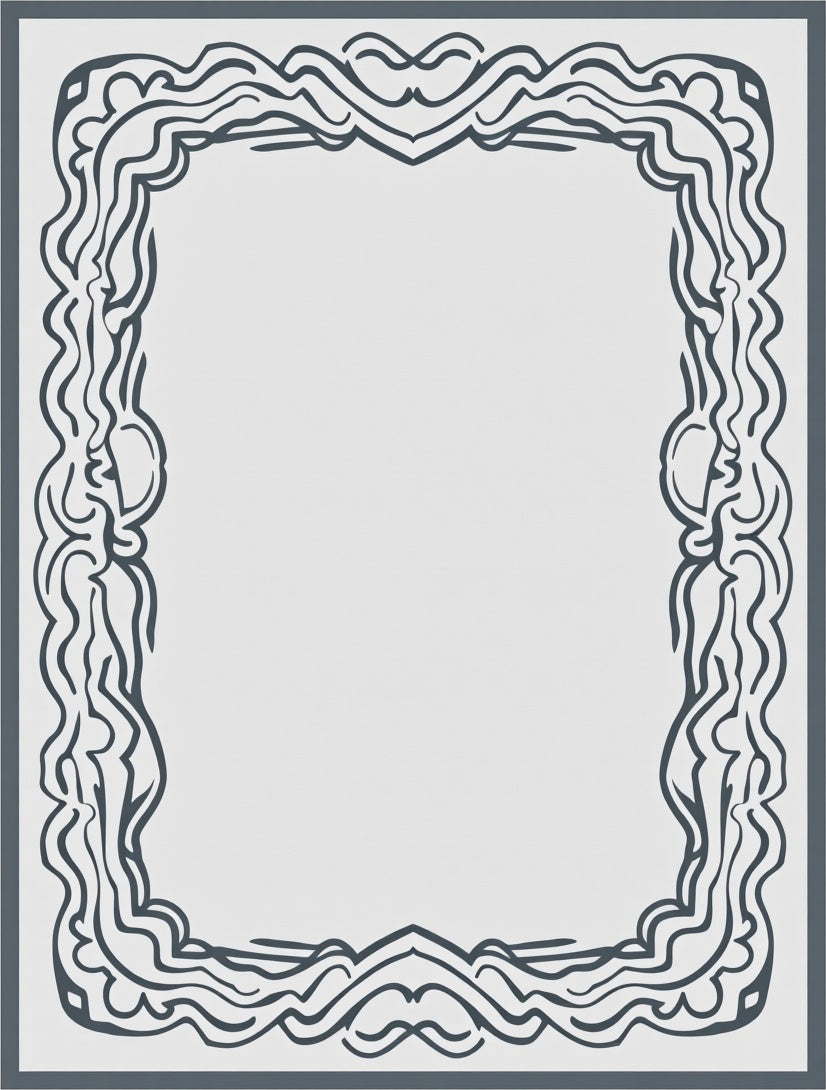 Ornate Fluid Line Frame Design Rug