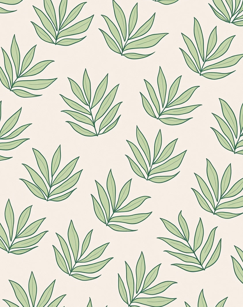 Pastel Green Leafy Branch Foliage Rug