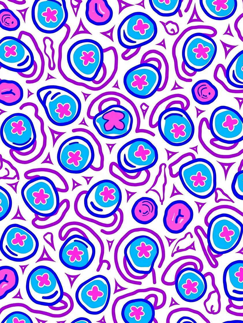 Abstract Floral Shapes With Swirls Pattern Rug
