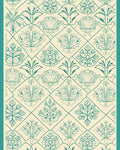 Elegant Teal Floral Lattice Pattern Rug
