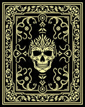 Ornate Golden Skull Baroque Frame Rug