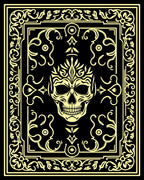 Ornate Golden Skull Baroque Frame Rug