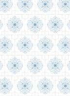 Light Blue Floral Geometric Design Rug