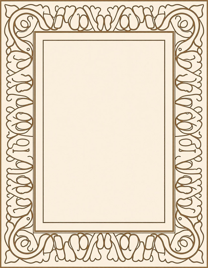 Art Nouveau Scrollwork Cream and Gold Rug