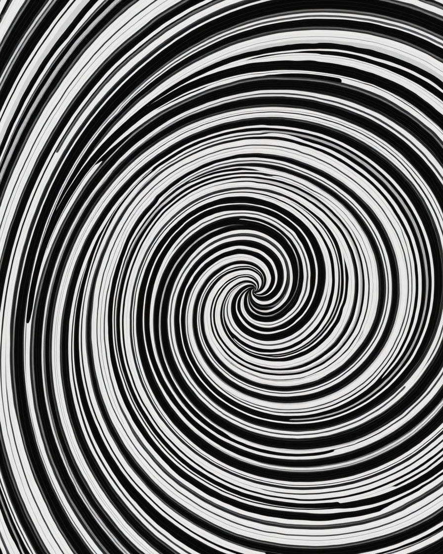 Hypnotic Black White Swirl Pattern Rug