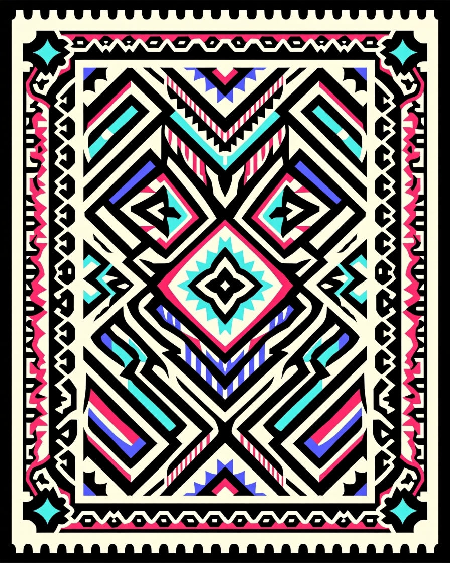 Bold Geometric Tribal Patterned Rug