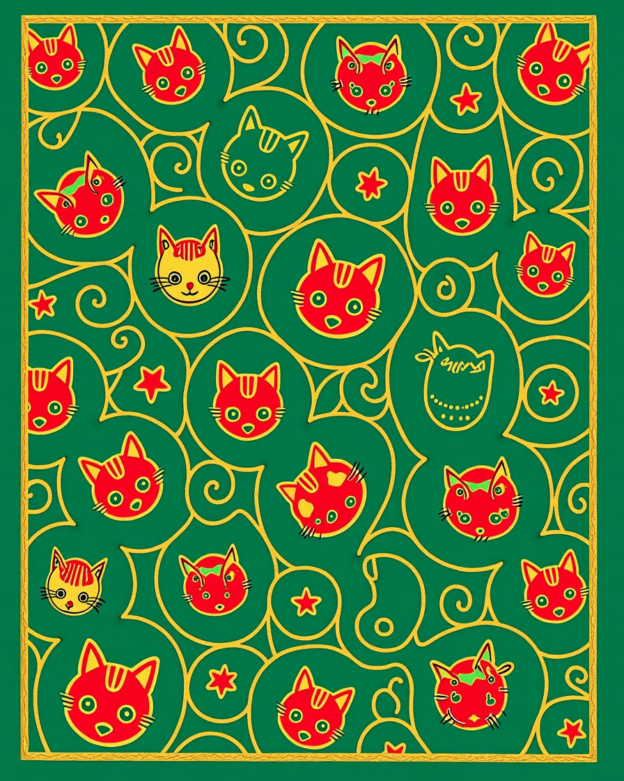 Whimsical Cat Face Pattern Rug
