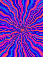 Vibrant Psychedelic Sunburst Swirl Rug