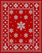 Retro Red Snowflake Pattern Design Rug