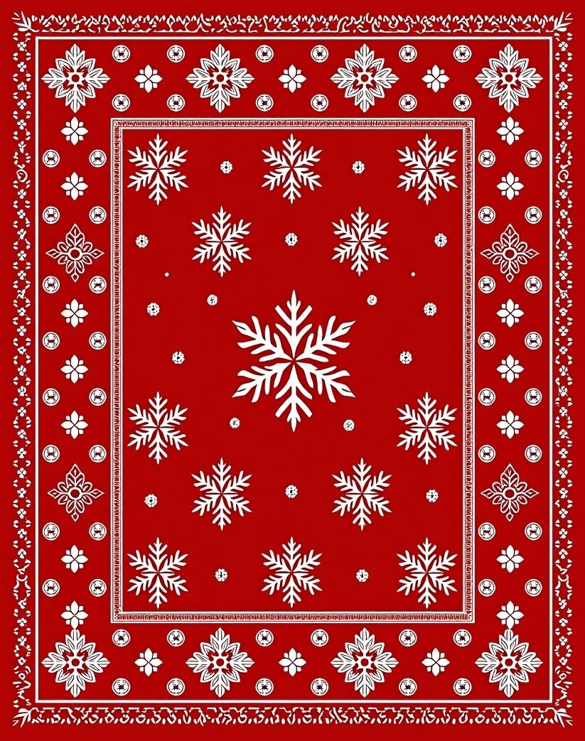 Retro Red Snowflake Pattern Design Rug