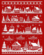 Winter Village Festive Scene Design Rug