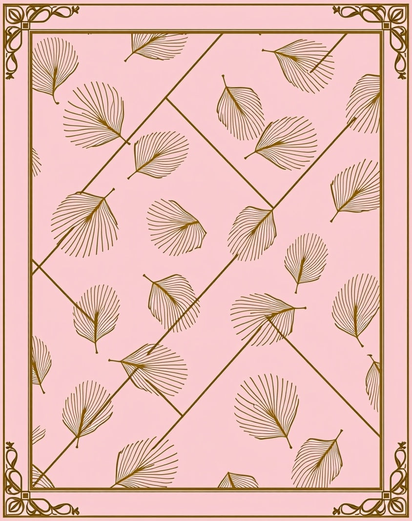 Delicate Leaf Pattern Pink Background Rug