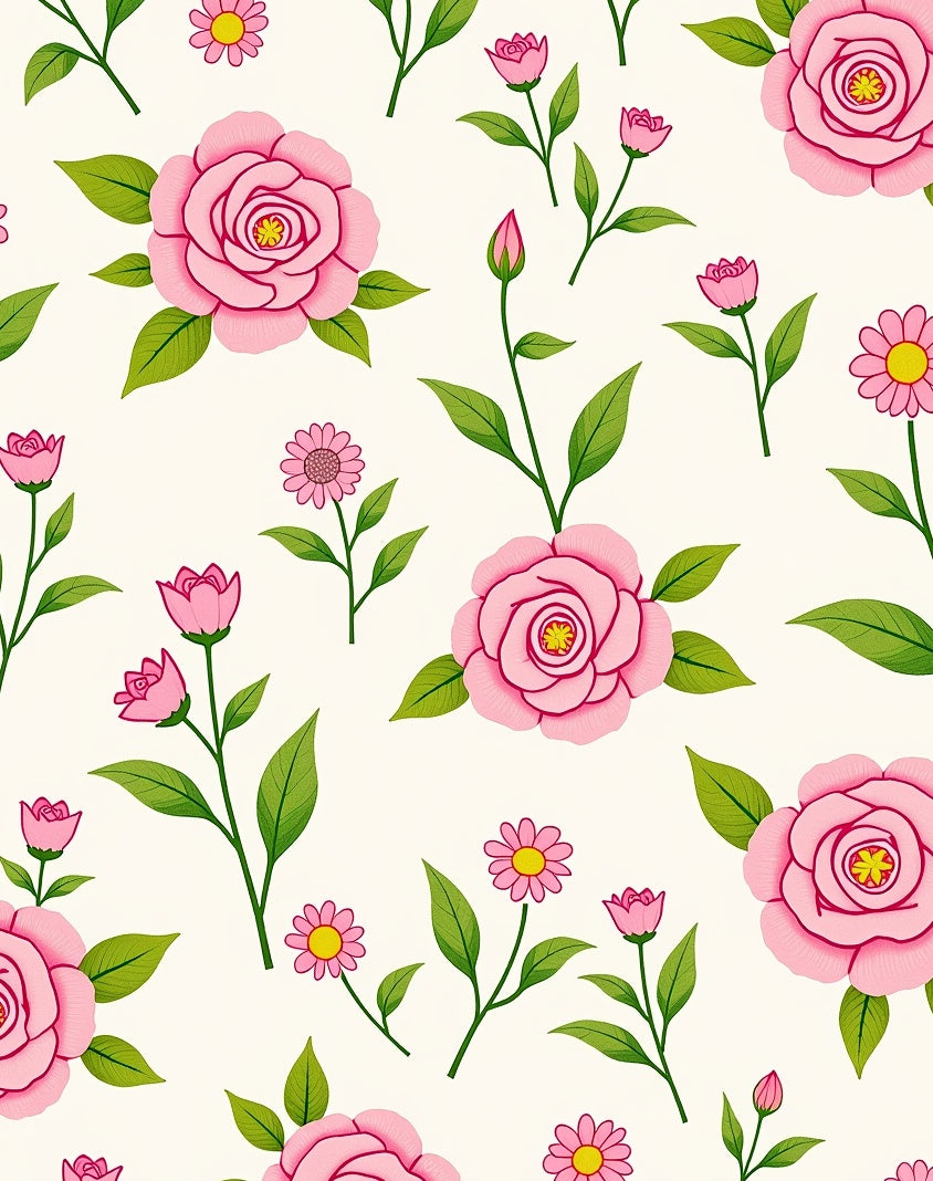 Pink Floral Garden Pattern Rug
