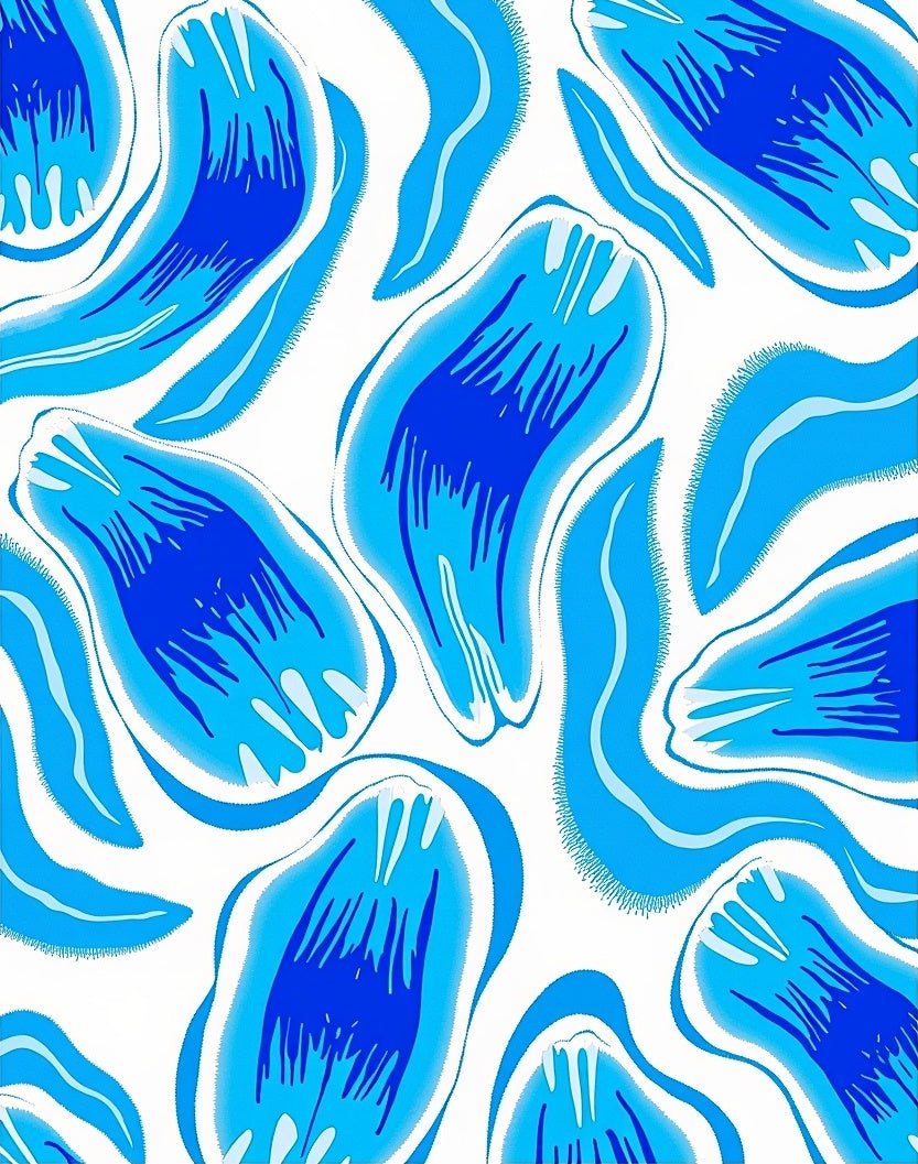 Fluid Blue Brush Stroke Pattern Rug