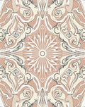 Pale Nude Floral Outline Mandala Design Rug