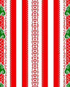 Red Green White Striped Ornate Pattern Rug