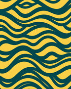 Bold Yellow Teal Wavy Stripes Rug