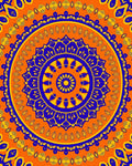 Bold Orange Blue Sunburst Pattern Rug