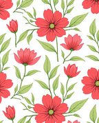 Coral Floral Botanical Pattern Rug