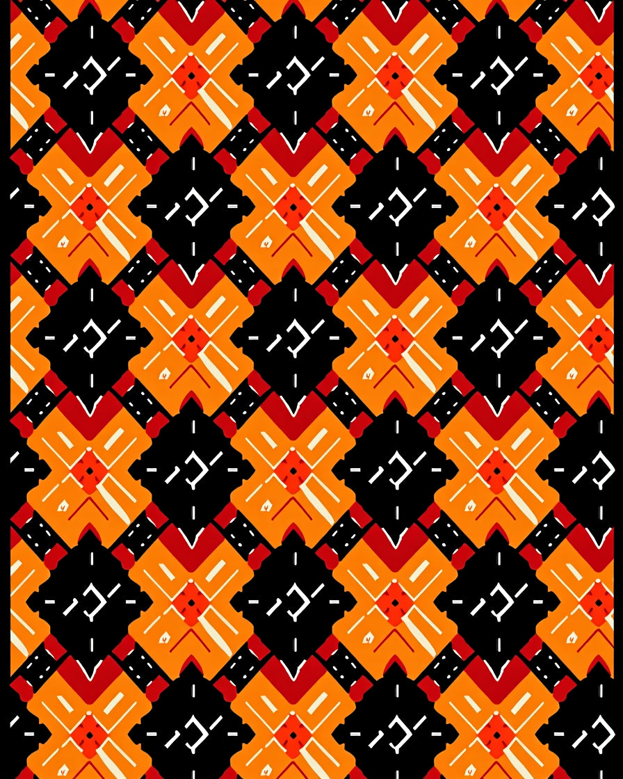 Bold Geometric Orange Black Red Pattern Rug