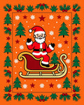 Festive Santa Sleigh Christmas Design Rug