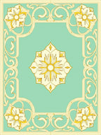 Elegant Yellow Floral Aqua Border Design Rug