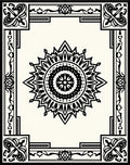 Ornate Floral Medallion Border Pattern Rug