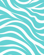 Wavy Turquoise White Zebra Pattern Rug