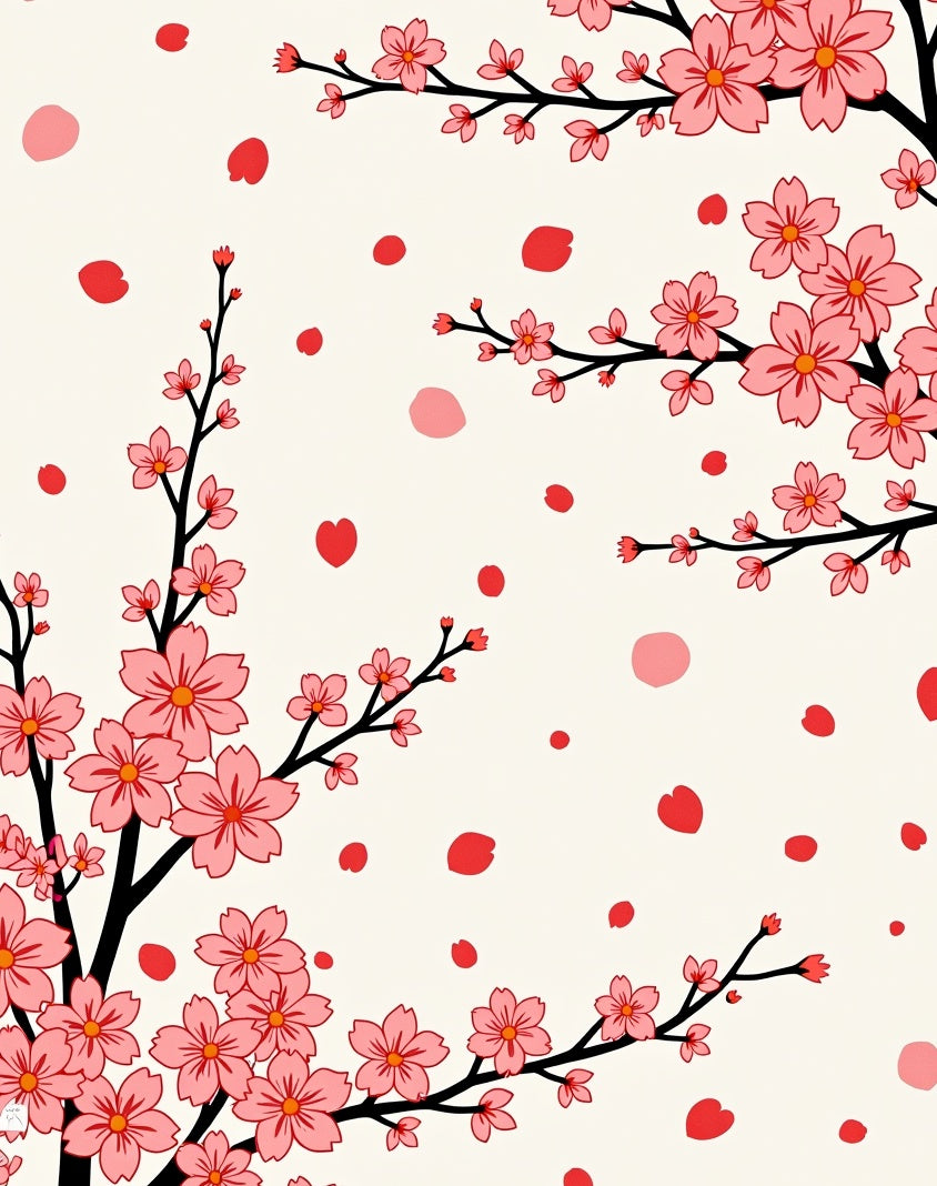 Pink Cherry Blossoms Petals Design Rug
