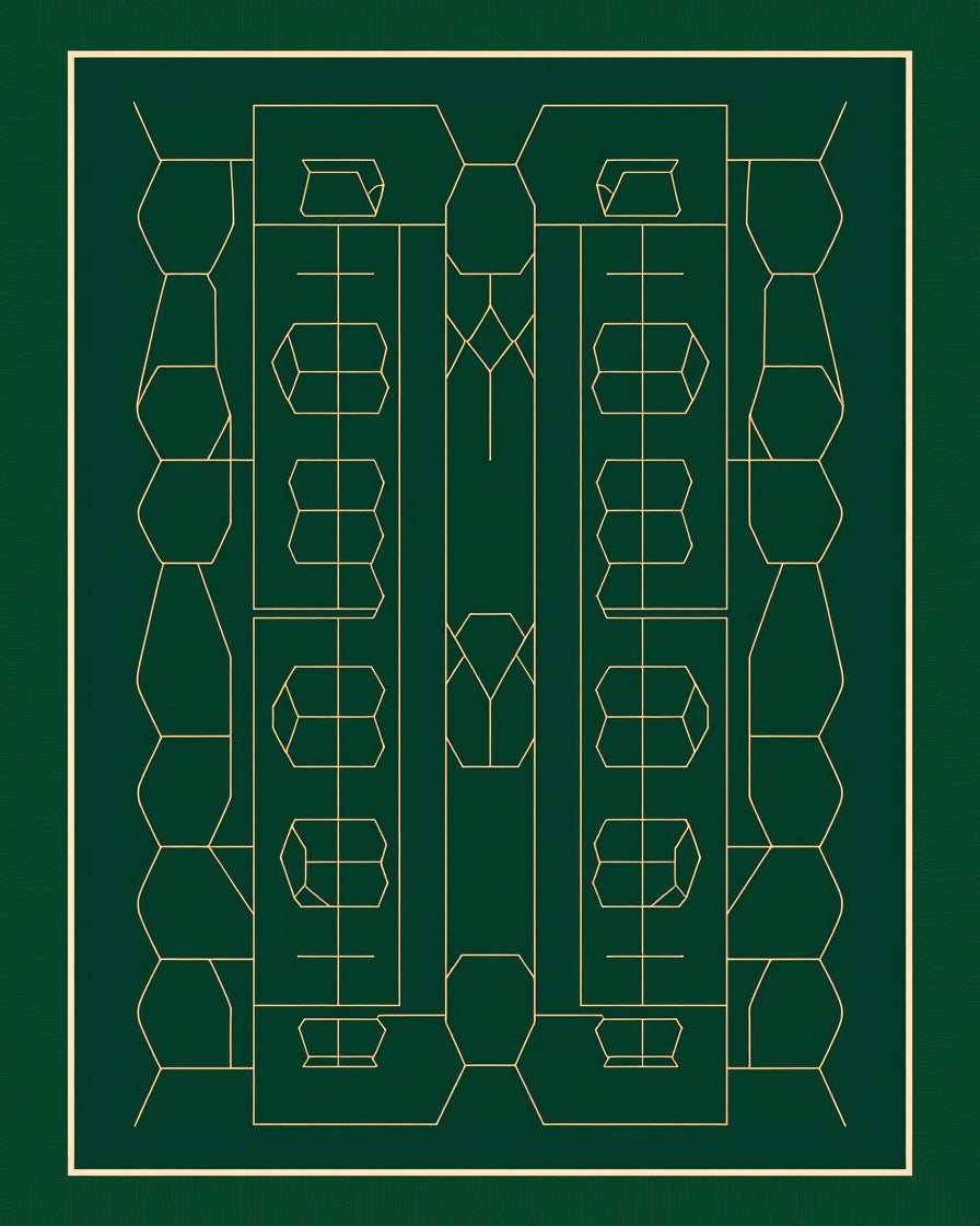 Art Deco Golden Geometric Pattern Rug
