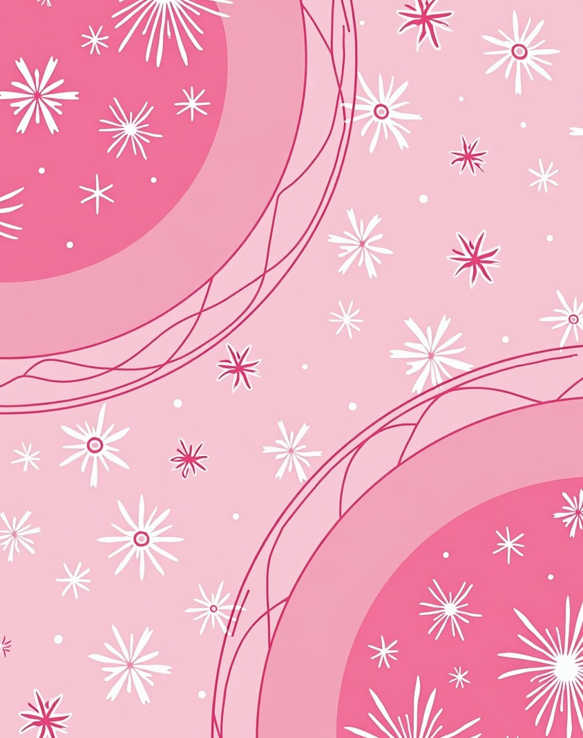 Pink Floral Starburst Abstract Design Rug