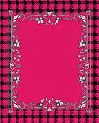 Pink Black Checkered Floral Frame Rug