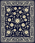 Floral Vines Ornate Border Pattern Rug