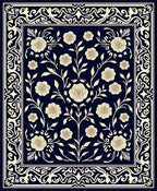 Floral Vines Ornate Border Pattern Rug