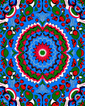 Vibrant Red Green Blue Floral Mandala Rug