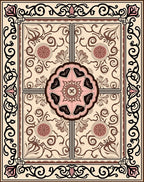 Classic Cream Rose Floral Filigree Rug