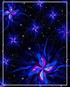 Vivid Blue Nebula Starburst Floral Rug