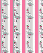Whimsical Pink Floral Balloon Stripes Rug